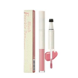 Natural Dewy Cream Blush,Liquid Face Blush Freckle Pen,with Light Brown Faux Freckle Stamp Pen,2 in 1 makeup for natural sun kissed dewy cheeks,waterproof fake freckles tone marker(01#Petal Flush)