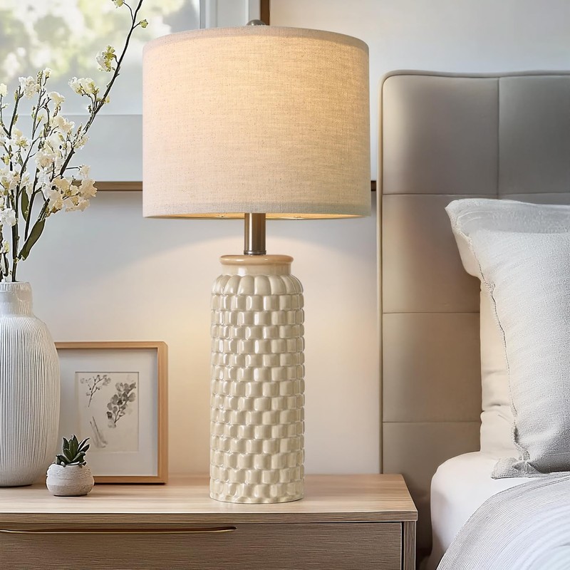 USumkky 24" Modern Ceramic Bedside Lamp Set of 2 for