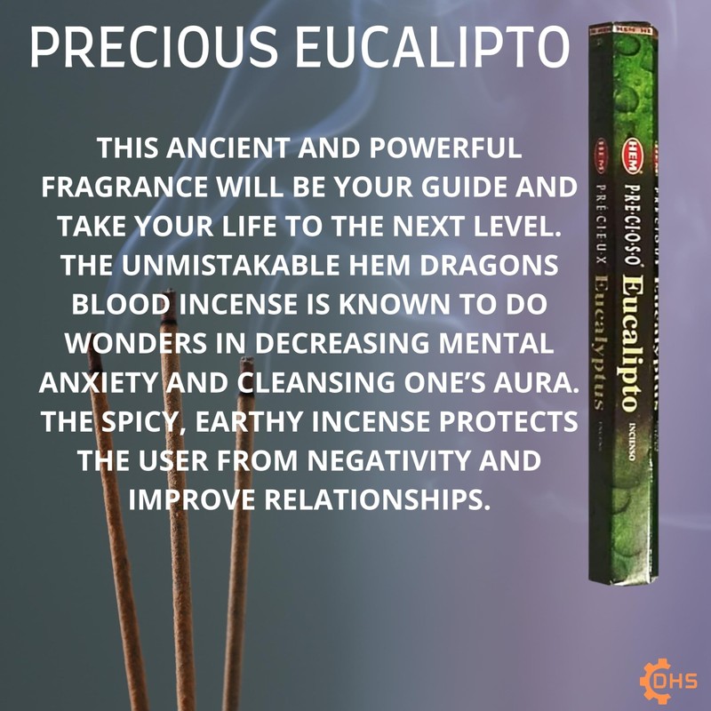HEM Incense sticks PRECIOUS Eucalyptus Full box of 6 with