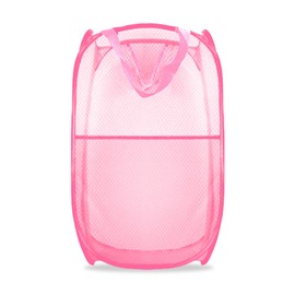 Buyongwant Collapsible Pop Up Laundry Hamper, Mesh Foldable Laundry Basket, Extra Large - 28" x 16" x 16"(Pink)
