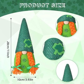 2 Pc St.Patrick's Day Gnome Plush, Green Irish Leprechaun Buffalo Scandinavian Swedish, Elf Dwarf Figurines Handmade Faceless Elderly Irish Ornaments for Irish Lucky Day Home Table Party Decor