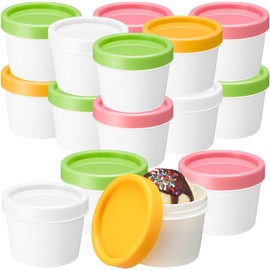 Teenyyou 50 Pack Mini Ice Cream Containers with Lids 3oz Freezer Storage Tub Homemade Ice Cream Container Reusable LeakProof Plastic Dessert Bowls for Gelato Sorbet