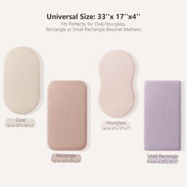 Susurration Basket Sheets, 2 Pack Muslin Cotton Bassinet Sheets Fits Oval and Rectangle Crib Bassinet Mattress, Breathable and Skin-Friendly for Baby Boy and Girl (Cream & Sand)