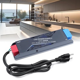 BRIMETI LED Transformer 12V 200W, 16.6A, AC 120V to DC 12V, Constant Voltage, Ultra Slim, Indoor Lighting Low Voltage Transformer