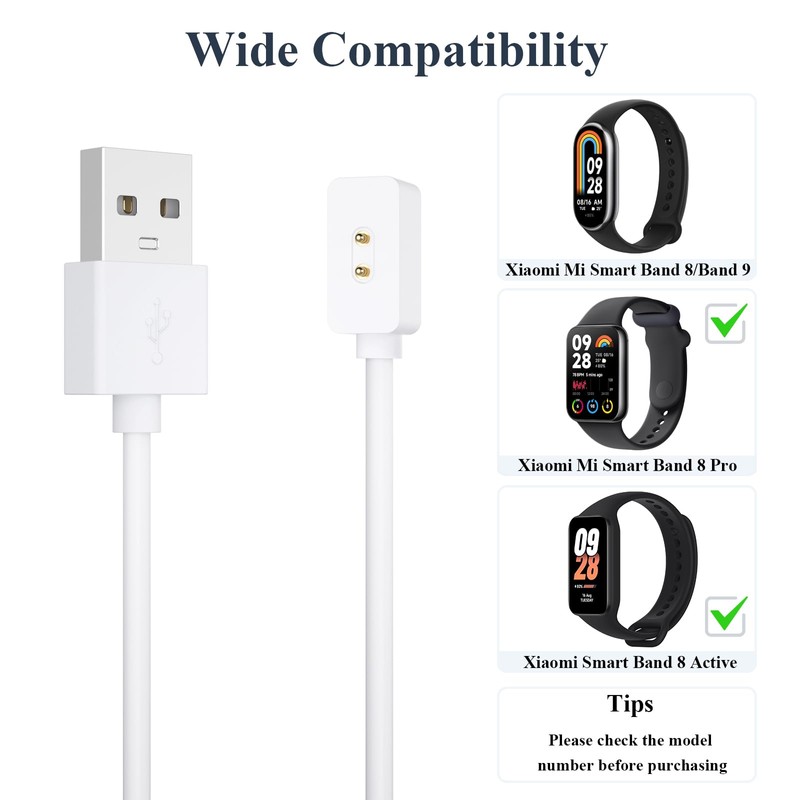 Charger Cable Compatible for Xiaomi Mi Band 9/Band 8/Band10, 1.9ft