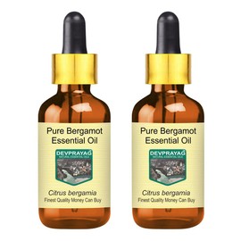 Devprayag Pure Bergamot Essential Oil (Citrus bergamia) with Glass Dropper Natural Therapeutic Grade Steam Distilled (Pack of Two) 100ml X 2 (6.76 oz)