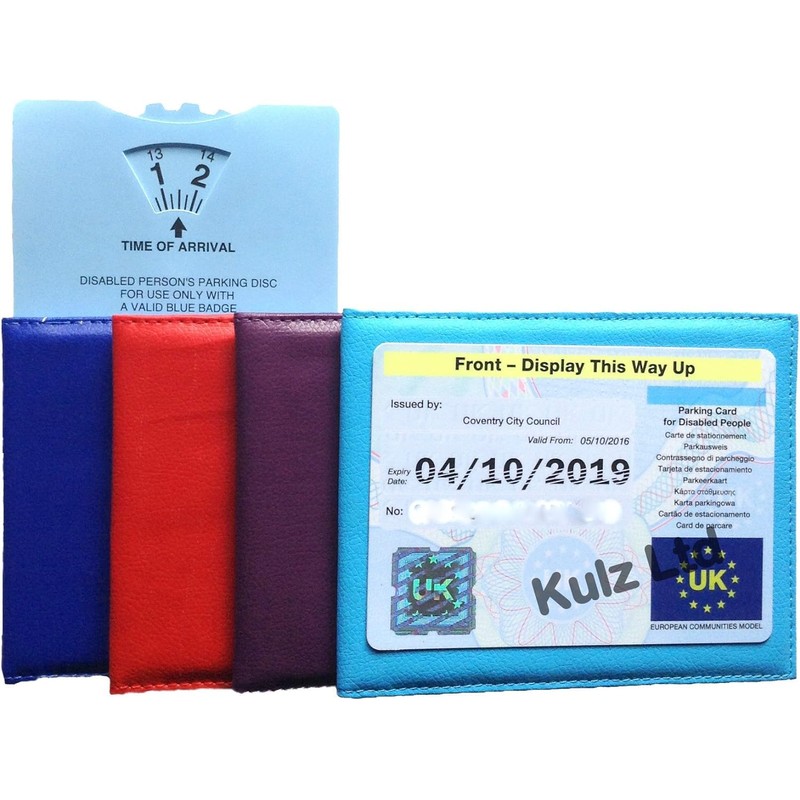 SEGOY PU Leather Disabled Badge Holder Wallet - Blue Badge