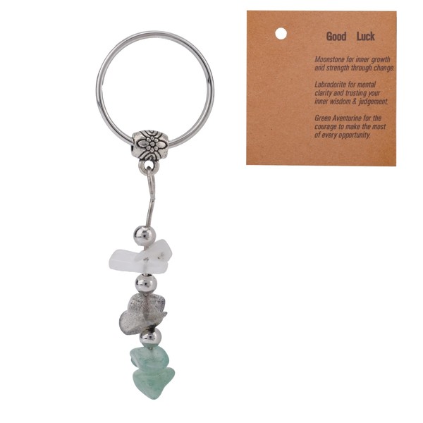 Crystal Keychain with Card, Good Luck Bead Stones Keychain Ideal
