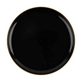EcoQuality 8.6" inch Round Black Plastic Plates with Gold Rim Design - Disposable China Like Party Plates, Heavy Duty Salad Plates, Dinner Plate, Dessert, Wedding, Serveware (30 PACK)