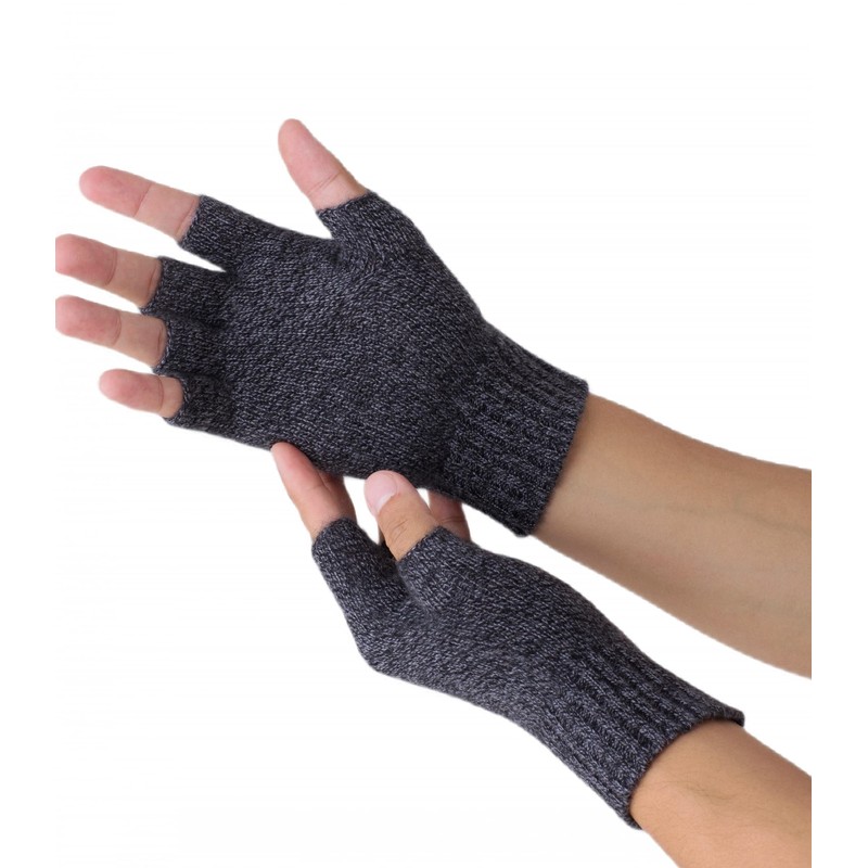 Prettystern Women's Men's Cashmere Wool Half Finger Short Finger Gloves