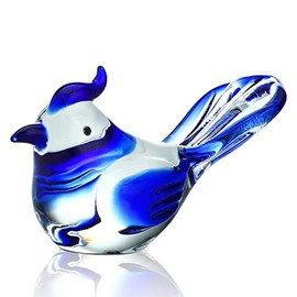 Blown Glass Bird Figurines Collectibles Blue Jay Statue Ornament Decor Crystal Animal Paperweight Gift