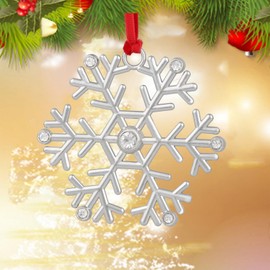 Set of 3 Silver Christmas Snowflake Ornaments, Metal Christmas Hanging Ornaments for Tree, Christmas Tree Hanging Decoration-Snowflake Pendant Holidy Annual Keepsake Christmas Ornament Gifts (C3)