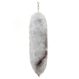 Iivos Fluffy Therian Tail Keychain - Soft Fur, Realistic Colors, Durable, Perfect for Cosplay, Renaissance Fairs (1, Arctic Fox)