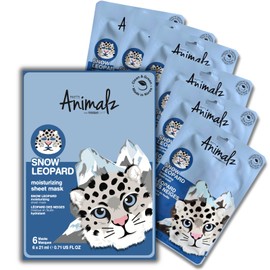 masque BAR Pretty Animalz Animal Character Sheet Mask, Korean Skin Care, Korean Spa Masks for All Skin Types, Spa Gifts, Birthday Party Gifts, Girls' Night, Skincare Party, Snow Leopard Pack of 6