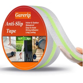 Garerip Clear Anti Slip Tape with Glow in The Dark, 2 Inch x 35 Feet, Transparent Grip Tape Non-Slip Adhesive Tape Indoor/Outdoor Stair,Tubs, Boats, Safety Grip Tape Non Skid Roll for Stair Steps