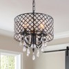 VILUXY Black Crystal Chandelier Modern Ceiling Pendant Light Fixture Drum