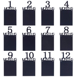 ANGEL Q HOUSE 1st Birthday Baby Photo Banner ，Growth Record 1-12 Month Photo Prop ，Monthly Milestone Photograph Bunting Garland, First Birthday Celebration Decoration （Black）