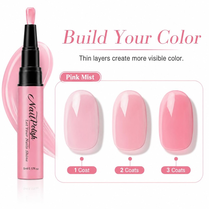 4PCS Water-Based Nail Polish Pen, ,Fast Drying Water Based No