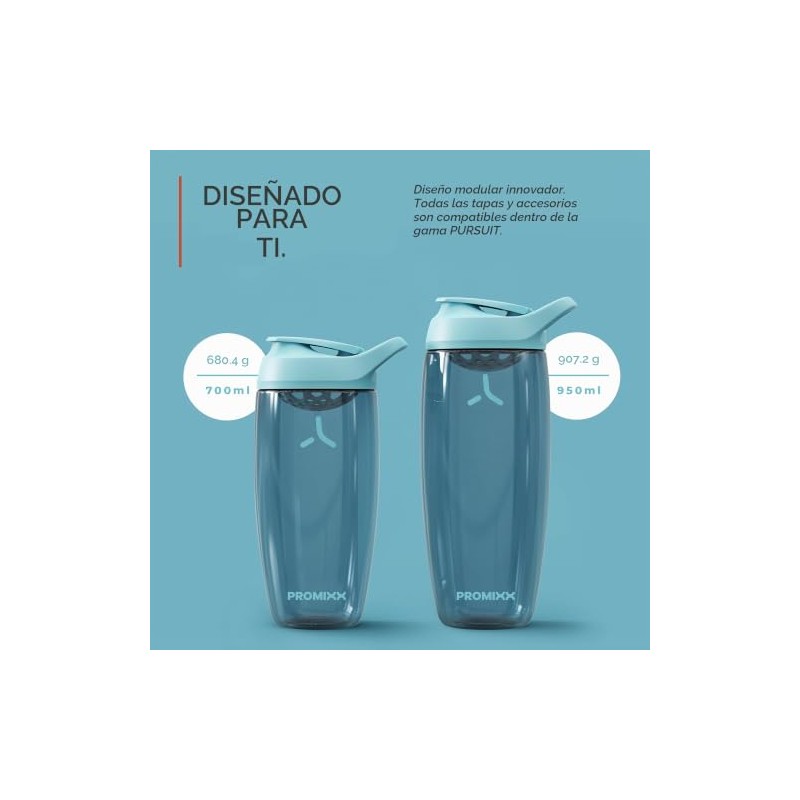 Promixx PURSUIT - Botella batidora para proteína, botellas deportivas de