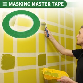 Motoforti Universal Painters Tape Masking Master Tape 5500x0.3x0.01cm / 60.15 Yards x 0.12 Inches x 140um Easy Removal Crepe Paper Green 1 Pc