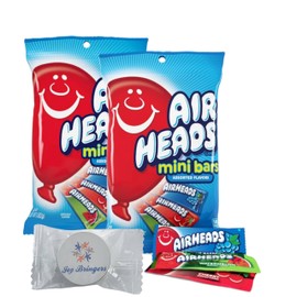Airheads Mini Candy Bars | Assorted Flavors, Chewy Fruit Taffy | Individually Wrapped (2 bags Each 3.62 OZ) | Joy Bringers Mint Candy