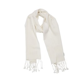 Cashmere Boutique Women Pashmina Scarf for Daily Wear, Wedding, Evening Party, and Winter Warm - 70% Cashmere and 30% Silk - White, 12" x 60"