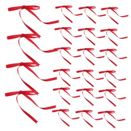 FRCOLOR 100pcs Long Tail Twist Tie Bows Vintage Red Ribbon for Favor Wrapping DIY Decorative Bows for Christmas Tree Shower Birthday Party Wedding Stylish Craft Supplies