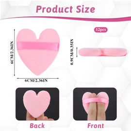 TIESOME 12 Pack Heart Powder Puff, Setting Powder Puffs for Face Make-Up Egg Air Cushion Puff Reusable Puff Cottons With Strap for Eye Foundation Blush Application Forehead Cheeks, Dry and Wet(Pink)