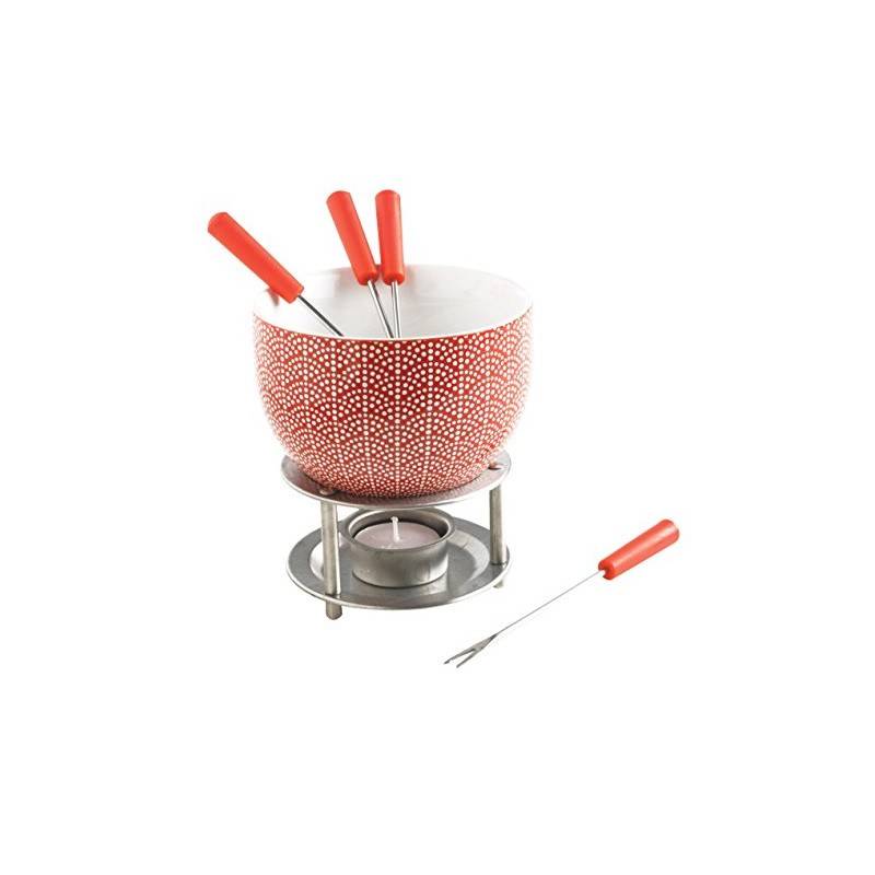 Mastrad Fondue Set - Includes Ceramic Fondue Pot, Stainless Steel