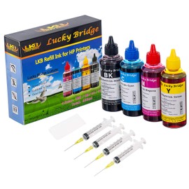 Lucky Bridge Refill Ink kit for HP 950 951 60 61 Cartridge or CIS CISS System 4 Color Set (1BK, C, M, Y)