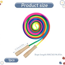 1 Pcs 16 FT Skipping Rope Kids,Double Dutch Kids Skipping Rope,5m Adjustable Wooden Handle Rainbow Skipping Ropes for Outdoor Fun, School Sport, Party Game