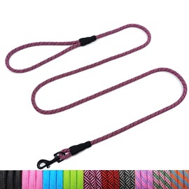 WYuZe 5ft Puppy Leash for Small Dogs, 1/4" Thin Rope Dog Leash with Easy to Use Hook, Chihuahua/Yorkie/Toy Breed Lightweight Cat Leashes 10 Colors, Black Pink