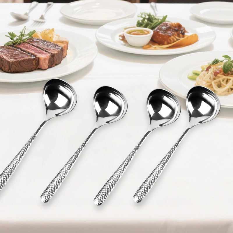 LANGMINGDE 2 PCS Deep Round Soup Spoons 7.87", 304 Stainless