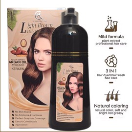 Canabella Hair Color Shampoo (Light Brown) – Argan Oil, Avocado & Keratin | No Ammonia | Perfect Grey Coverage | Hair Moisturizing & Nourishment | Easy At-Home Application