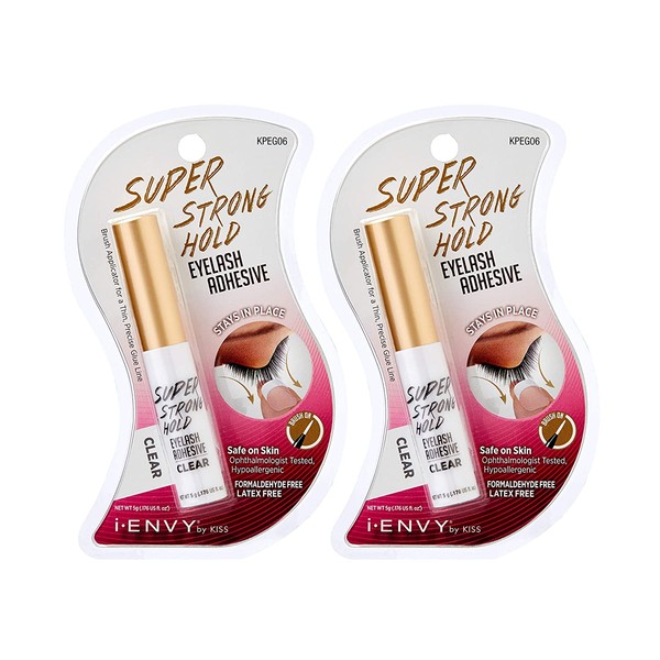 KISS i Envy Eyelash Adhesive Super Strong Hold Clear KPEG06 (2 Pack)