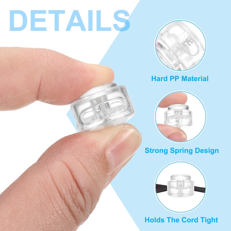 PATIKIL Plastic Cord Lock, 10 Pack Double Hole Spring Cord