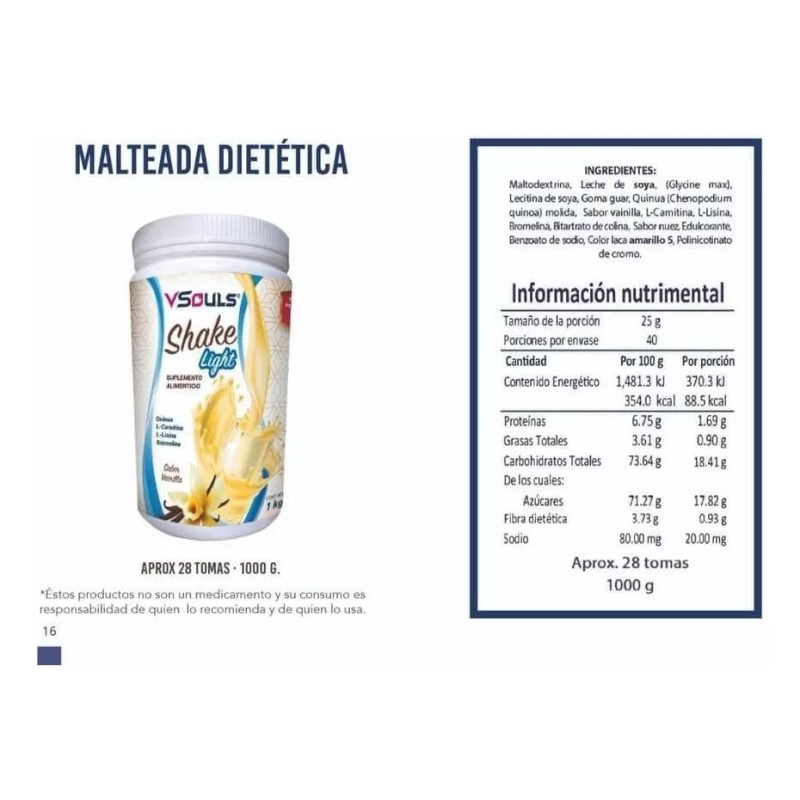 Vsouls Malteada Shake Light Vainilla Y Colageno+biotina Sabor vainilla y