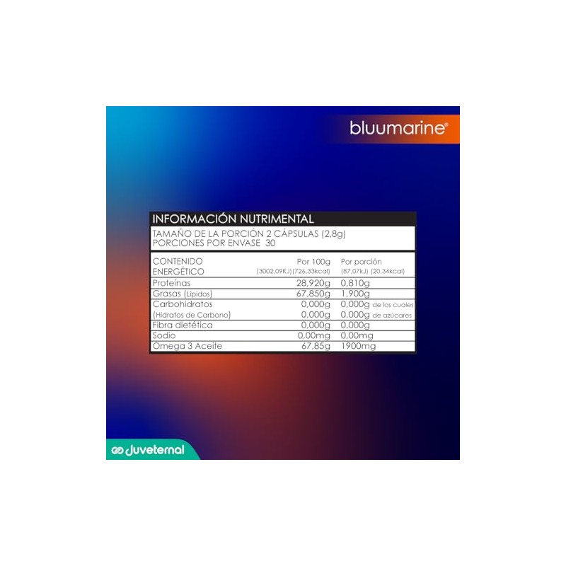 BLUUMARINE Omega 3 con 18% EPA y 12% DHA, Suplemento