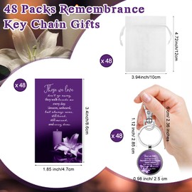 Junkin Funeral Favors for Guest Including Remember Keychain Prayer Cards Organza Bags for Memorial Celebration of Life(Purple,48 Sets)