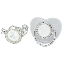 Chupete de bebé de Silicona, Chupete de bebé sin Costuras y Ergonómico Saludable y Seguro para Bebés de 6 a 18 Meses (Letra R)