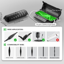 RESTMO Outdoor Waterproof Connection Box, Weatherproof Electrical Extension Cord Cover, Safe Sealed Cover to Protect Extension Cables, Strip Light, Power Tool, Timers, Holiday Decorations, Black