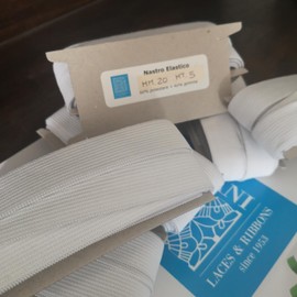 PIZZITALIANI Mereria Elastic Band Height 20 mm Pack 5 m Flat and Soft | Elastic Band for Dressmaking and Sewing - Made in Italy (White)