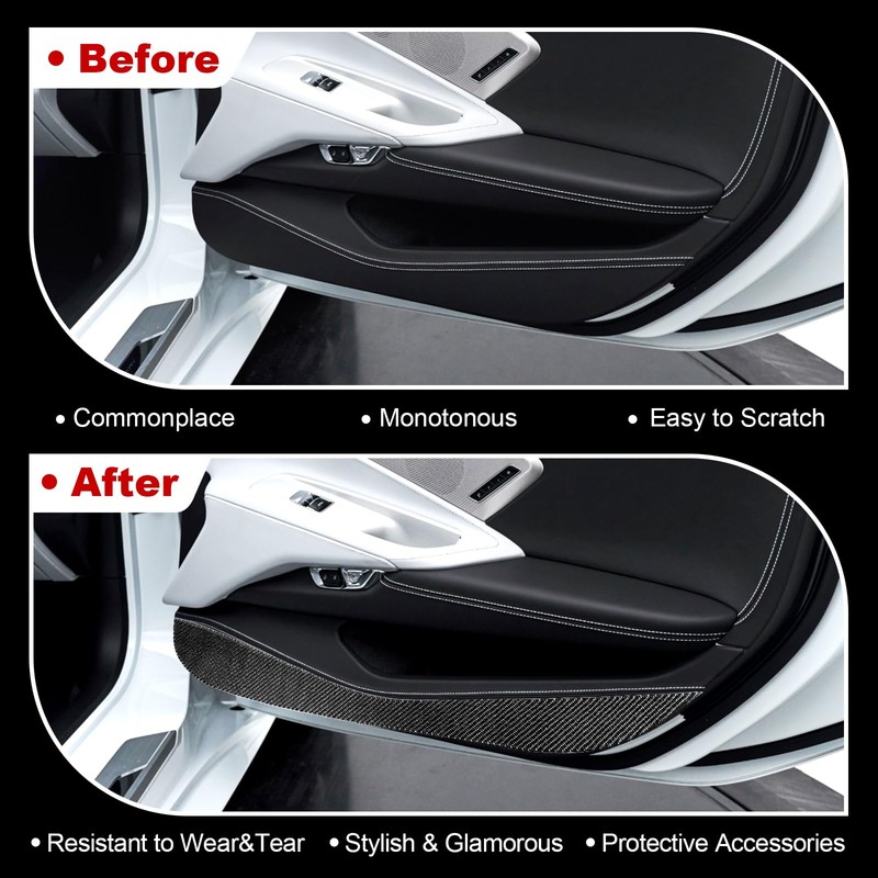 Fancemot Real Carbon Fiber Inner Door Panel Trim Compatible with