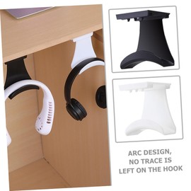 DOITOOL 2pcs Headphone Hook for Under Desk Wall Mount Headset Holder HIPS Material Simple Design for Gaming Headsets Home Office Use
