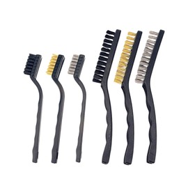 6 Piece Wire Brush Set, Steel Brush, Brass Brush & Nylon Brush, for Cleaning Rust, Dirt and Welding Slags, 3 Large and 3 Small