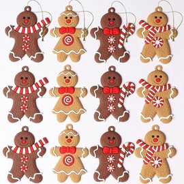 HERZWILD Christmas Gingerbread Ornaments Ginger Man Christmas Tree Hanging Ornaments Decorations (12-jiangbingren)