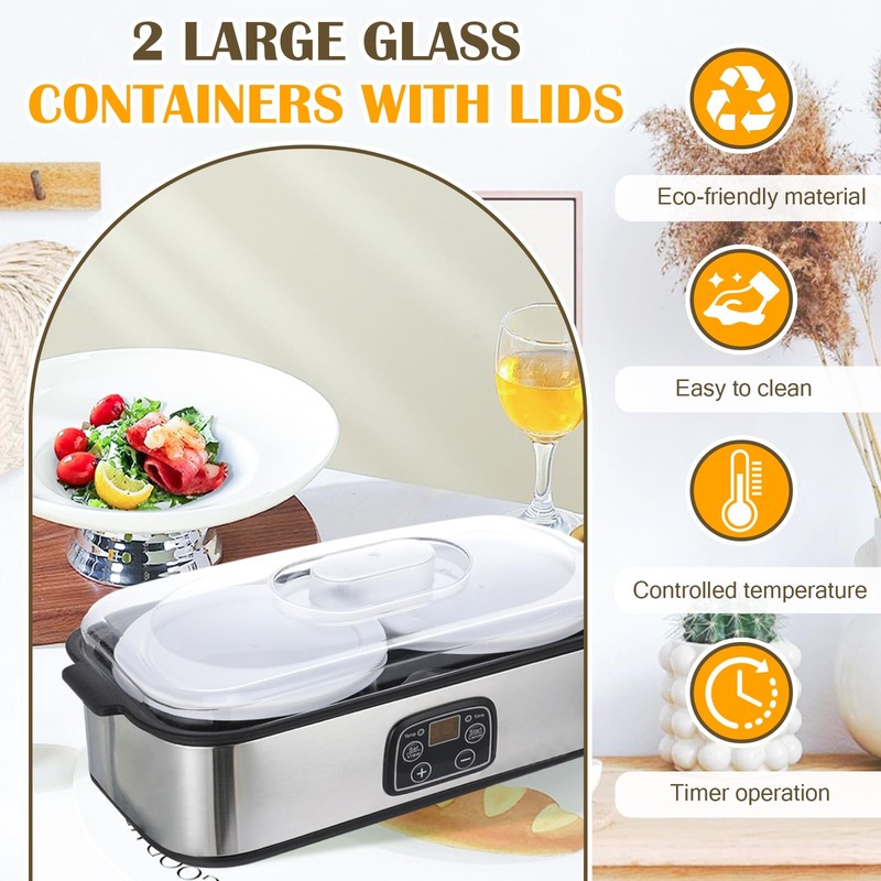 Tokenhigh 2000ml Probiotic Yogurt Maker with Adjustable Time & Temp