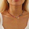 Colourful Pearl Necklace for Women Girls Initial Necklaces Colourful Beads