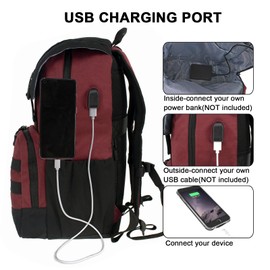 WOLT Laptop Backpack with USB Charging Port Fits Up to 17 Inch Laptop College Backpack for Men Women Computer Bookbag, Red, Large, Casual Daypack Backpacks