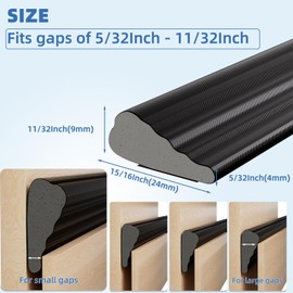 Wedge-Shape Window Weather Stripping Door Frame Seal Strip 2Pcs×196" Black,Upgrade Black Foam,Soundproofing,Draft Stopper,Winter Insulation,Noise Blocker, Gap Filler for Exterior Front Door Side